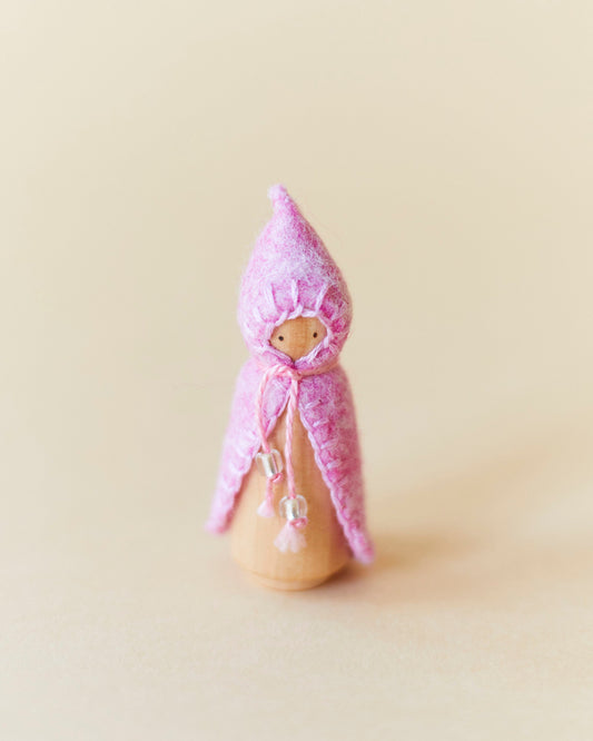 Mini Pastel Pink Wooden Gnome