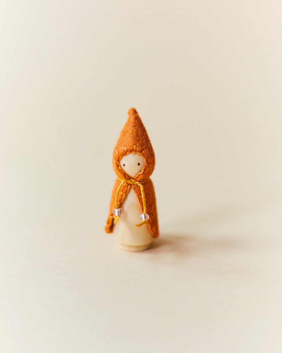 Mini Orange Wooden Gnome